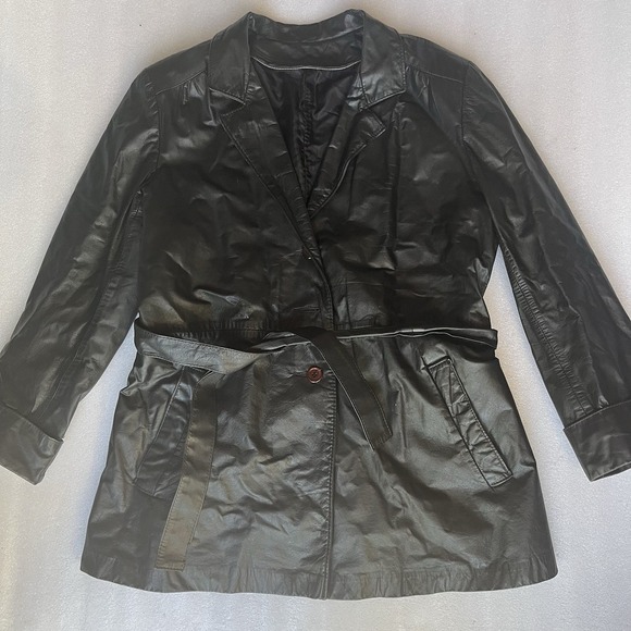 Sears Jackets & Blazers - Vintage Sears The Fashion Place Black Genuine Cowhide Belted Jacket 5201